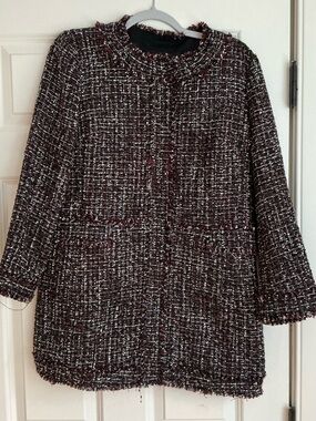 Ann Taylor Burgundy Tweed Blazer Jacket
